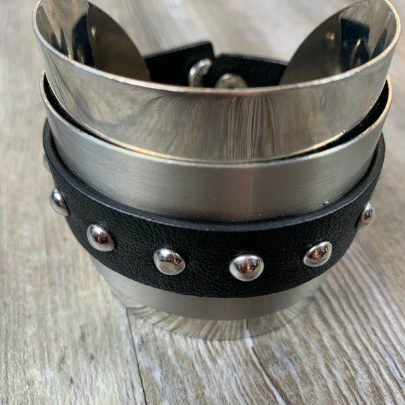Aldo Jewelry - Aldo Cuff Bracelet Silver Tone Metal w/ Black Trim